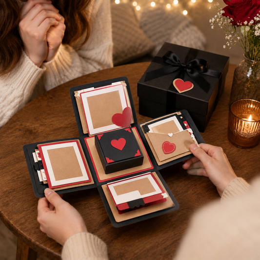 DIY Explosion Gift Box Kit – Romantic Surprise Photo Memory Box with Heart Cards, Mini Envelopes & Handmade Gift Layers for Anniversaries, Birthdays & Valentine’s Day