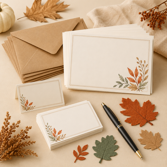 Autumn Botanical Thank You Card Set – Elegant Fall Note Cards with Kraft Envelopes for Thanksgiving, Weddings, Gifts & Small Business Packaging